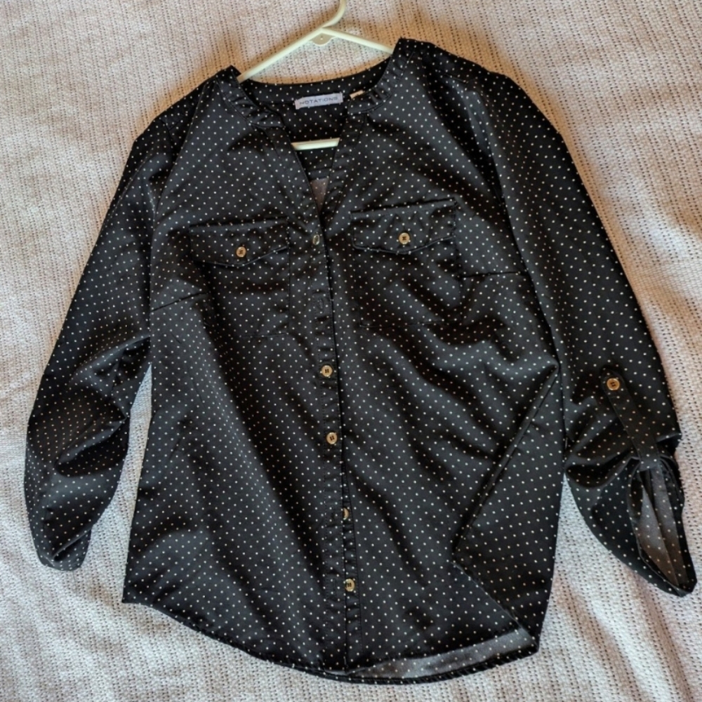 Notations Black and White Polka Dot Blouse